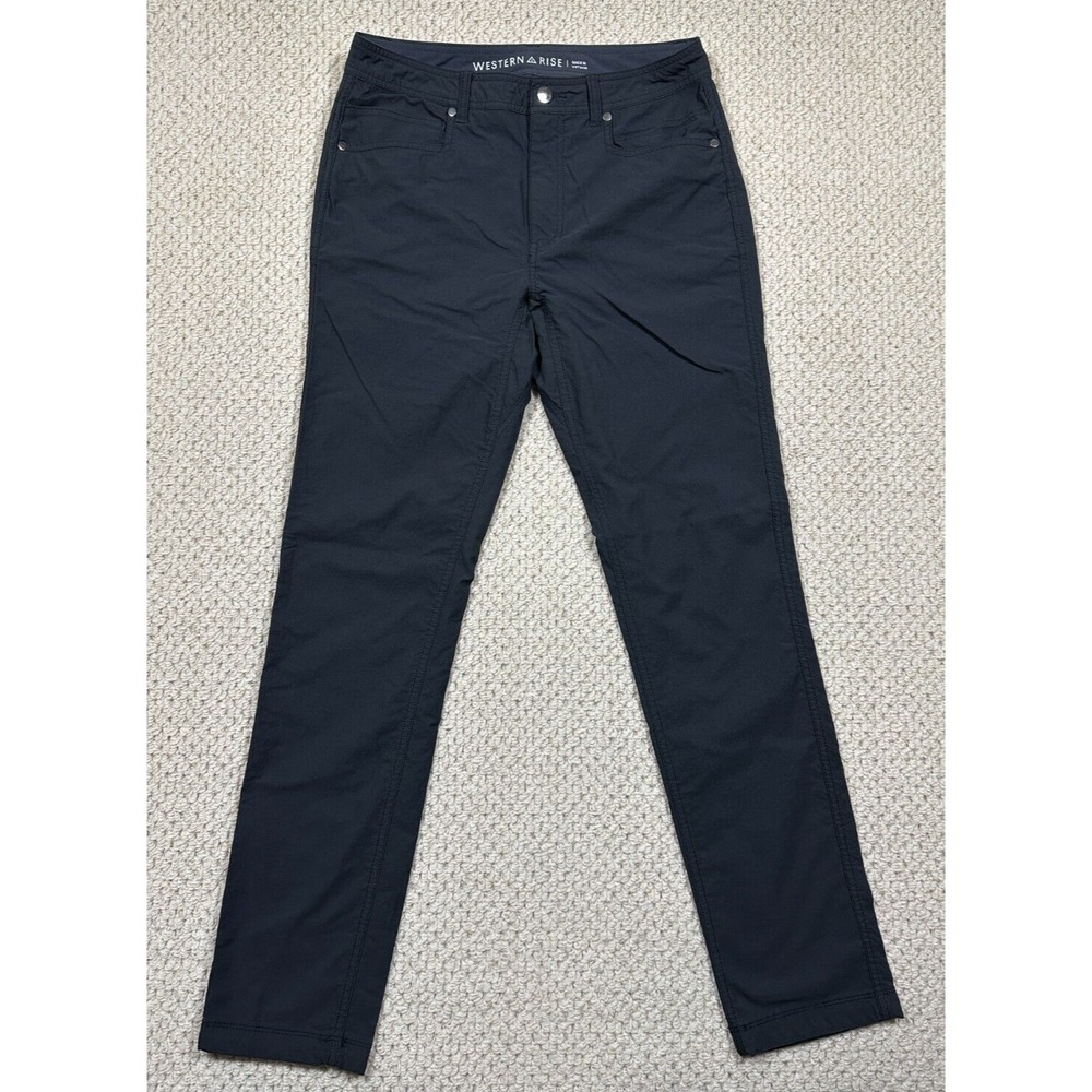 Western Rise Pants Mens 30x32 Black Evolution Casual Performance Slim Straight